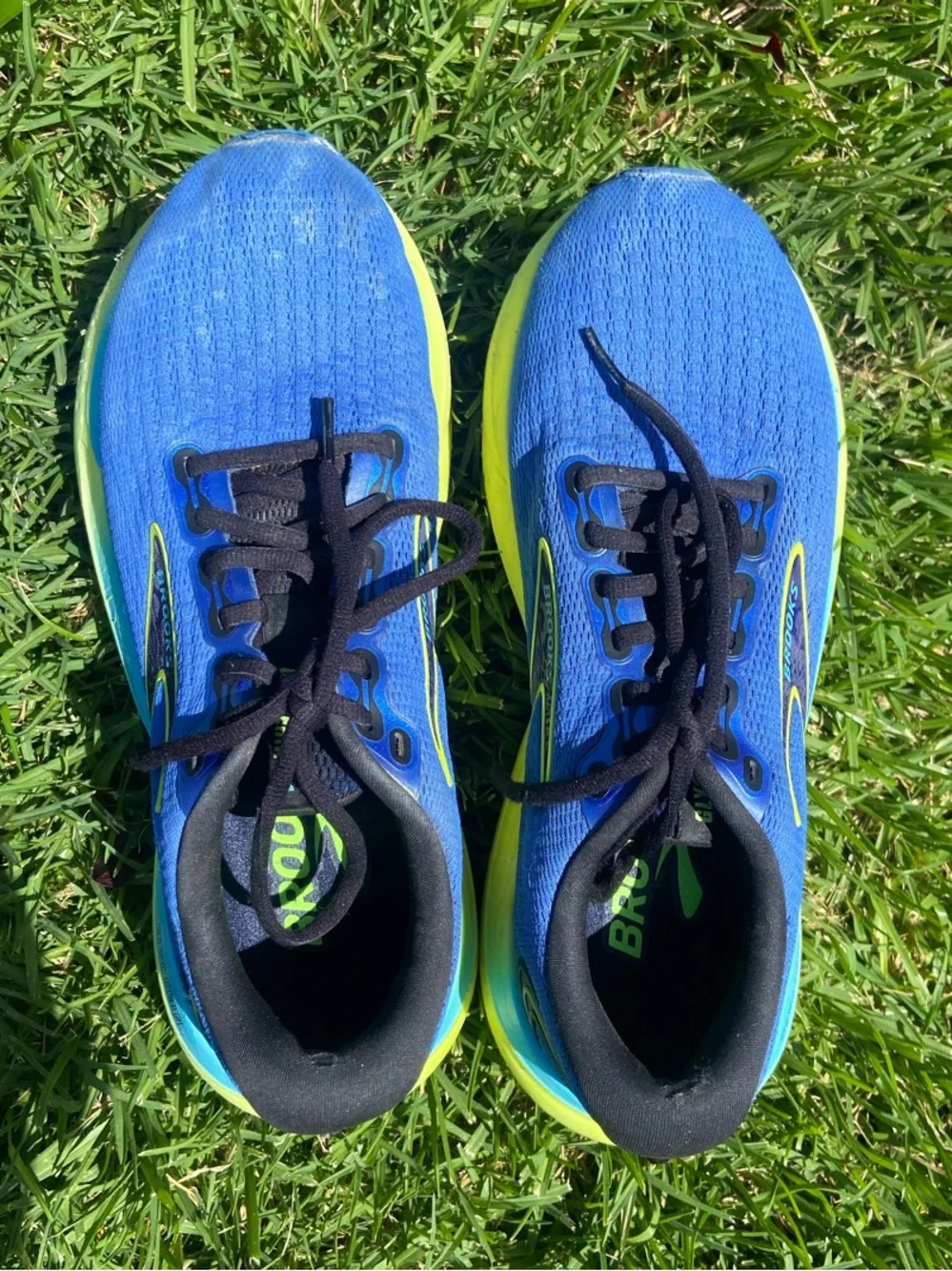 Brooks Men’s Blue and Neon Green Athletic Running Shoes